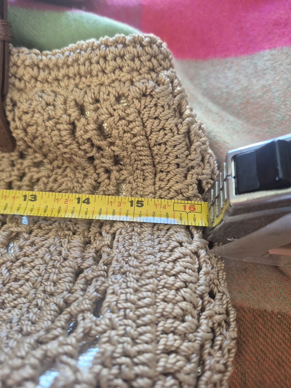 The Sak Beige Crochet "Sliverwood Shopper" with Brown Leather Handles - Picture 3 of 7